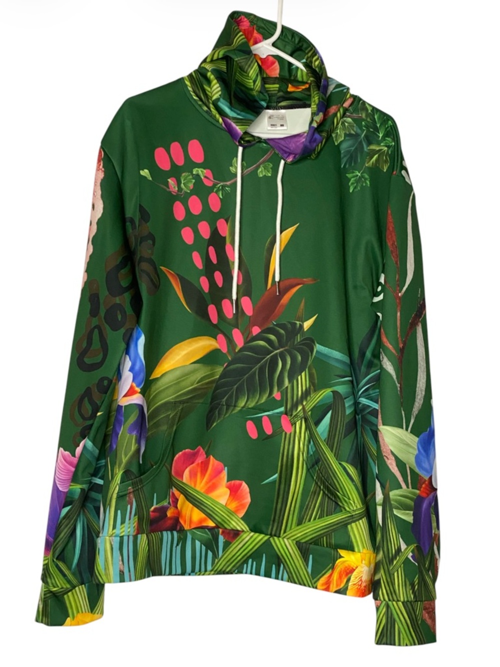 Dressed in Joy by Mikaela Pabon Floral Tropical Print Hoodie Green XXL